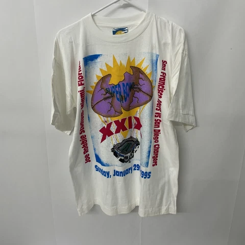 Vintage 1995 Super Bowl XXIX San Diego Chargers SF 49ers Salem T Shirt USA XL Cover