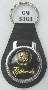 Black ELDORADO #32G3 Cadillac Black Leather Chrome Key Ring - Foto 1 di 5