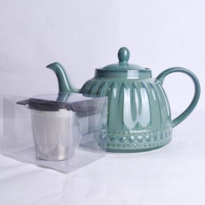 Mode Green Ceramic Stoneware Teapot with Stainless Steel Infuser - Image 1 of 4
