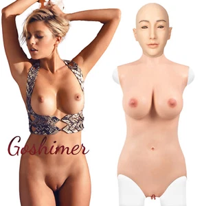 Body Completo Silicone Seno Coppa E Con Maschera Femminile Full Face Crossdresser - Foto 1 di 21