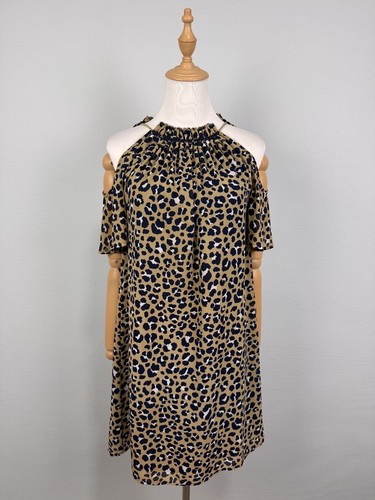 Abito da sera Michael Kors leopardato manica corta catena spalline foderato designer XS