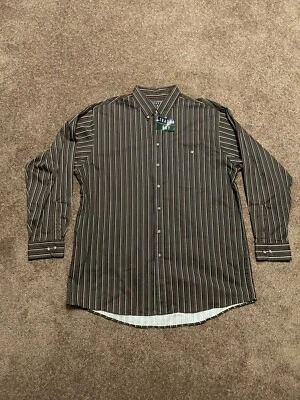 NEW Trader Bay Vintage 90s Striped Button Down Shirt Mens XLT Colorful Green - Image 1 of 4