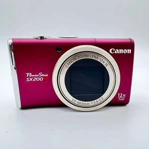 Red Canon PowerShot SX200 lS 12.1MP 12x Optical Zoom CCD Digital Camera - Picture 1 of 12