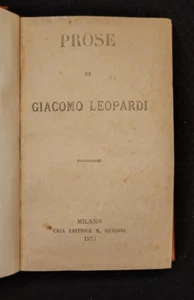 PROSE DI GIACOMO LEOPARDI GUIGONI EDIZIONE 1873 - Imagen 1 de 2