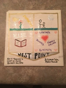Vintage Home Made Hand Painted Tile- West Point , Coat of Arms for Roy Thorsen - Picture 1 of 2