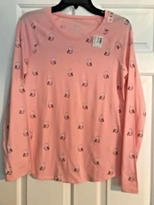 Neu mit Etikett Mädchen Justice pfirsichfarbenes Langarmshirt mit Eulen - Bild 1 von 6