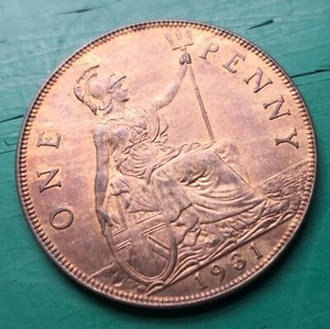 Moneda de un centavo de bronce de Jorge V de 1931 #423 - Imagen 1 de 2