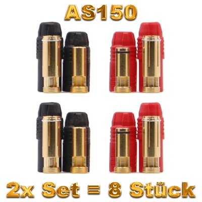✅ 2x Set Hochstrom AS150 Antiblitz 7mm Stecker Buchse Goldstecker Plug 8 Stück ✅ - Bild 1 von 4