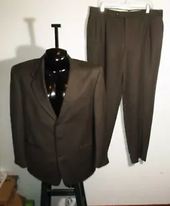 Men's ALBERT NIPON Brown 100% Wool 2 Pc Suit Size 44R, 36X30 - Picture 1 of 11