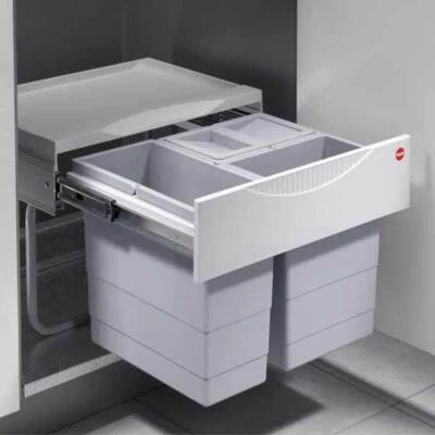 Hailo Ramspar-Tandem-S Abfall Sammler Küche 3fach Vollauszug Silber Grau - Bild 1 von 3
