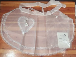 1950's Half Wedding Apron White Nylon Artistic Creation NIP/NOS Heart Lace V Day - Picture 1 of 9