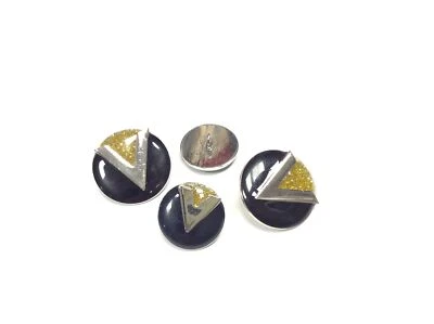 SET 20  BOTTONI GIOIELLO ARGENTO NERO E ORO - Immagine 1 di 2