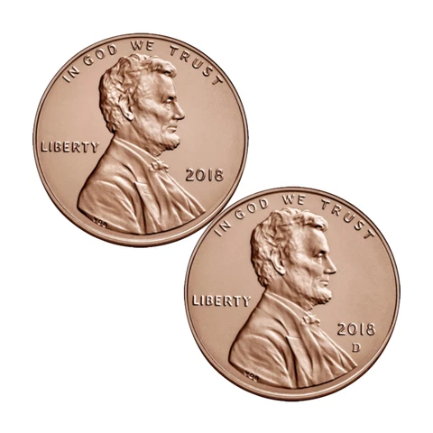 2018-P&D Lincoln Shield Cent - Two Penny Set - BRILLIANT UNCIRCULATED - SHARP!! Cover
