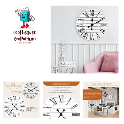 Large Farmhouse Wall Clock - 24 inch Round Shiplap Farmhouse Style Clock Bund... - Image 1 of 4