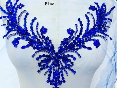 Parche con motivo de apliques de diamantes de imitación con cuentas recorte de boda accesorios hágalo usted mismo coser elegante Foto 1 de 4