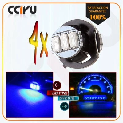 4X Blue 12V 3SMD LED T4/T4.2 Neo Wedge HVAC Climate Panel Light Lamp For Ford - Image 1 of 4