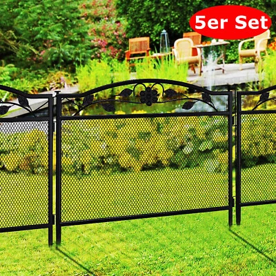 Teichzaun Gartenzaun 5tlg. Steckzaun Metall Zaunelemente Dekozaun Gitterzaun XXL - Bild 1 von 4