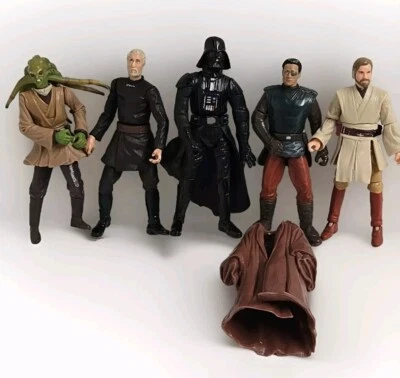 Vintage LOT 5 Star Wars 2000s Figures Hasbro Toys Plastic Kit Darth Obi Wan Etc. - Image 1 of 4