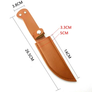 1 pieza Funda protectora con cinturón de cuero con cuchillo recto para hoja fija marrón - Imagen 1 de 4