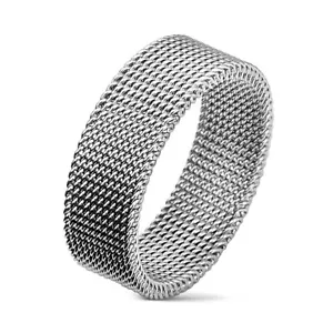 Mens 316L Stainless Steel MESH RING Band Chain Flexible Classic UK SELLER (12JB) - Picture 1 of 1