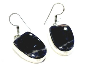Bijou boucles d'oreilles pierre sodalite argent 925 pour oreilles percées - Picture 1 of 2