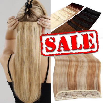 ELAILITE One Piece Clip in 100% Real Remy Human Hair Weft Extensions 3/4 Full Head Weft F