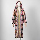 Vintage Knitted Plaid Cardigan Open Stitch Fashionable Hooded Cardigans For Lady