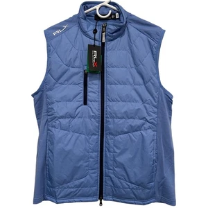 NEW RLX Ralph Lauren Golf Vest Mens M Blue Zip Quilted Wool Sleeveless Jacket - Picture 1 of 11