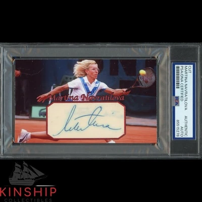 Martina Navratilova signed Cut 3x5 Custom Card PSA DNA Slab Tennis Auto C4912 - Image 1 of 2