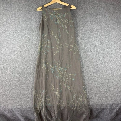 Maxi Vestido Vintage Ann Taylor Loft 100% Seda Para Mujer’s 6 Marrón Floral Fluido Foto 1 de 4