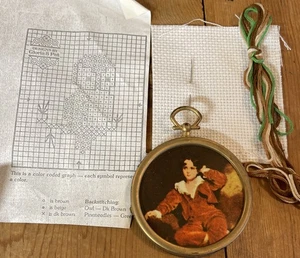 Small Owl Cross Stitch Kit W/ Round 2.5” Hangable Frame Reproduced Pattern - Picture 1 of 7