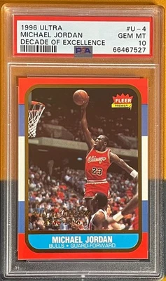 1996 96/97 FLEER ULTRA DECADE OF EXCELLENCE MICHAEL JORDAN PSA 10 GEM MINT #U-4 - Image 1 of 2