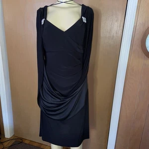 NEW R&M Richards 12 Dress Draped Back 5881 Black Rhinestone Clips Party #E40 - Picture 1 of 11
