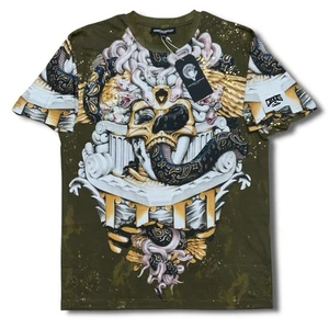 Crooks & Castles T-Shirt Men's Large All Over Print Skulls Snakes Classic - Picture 1 of 14