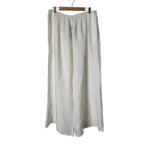Bryn Walker 100% Linen Pull On Crop Pants Sze XXL Elastic Waist White Wide Leg - Picture 1 of 12