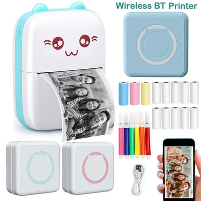 Mini Pocket Thermal Printer Bluetooth Photo Sticker Label  Inkless Printing USB - Image 1 of 4