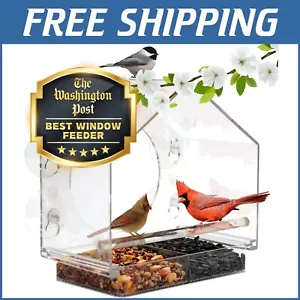 Window Bird Feeder 2-Pack - Squirrel-Proof Transparent Acrylic for Bird Watching - Picture 1 of 9