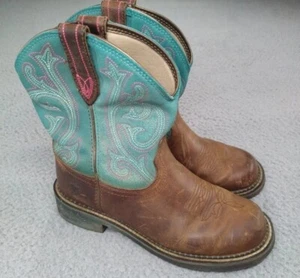 Ariat Fatbaby Damen Größe 7B grün braun Leder Cowboy Westernstiefel - Bild 1 von 8