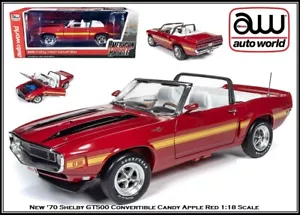 Auto World Candy Apple Red '70 Shelby GT500 Conv. Coche diecast a escala 1:18 AMM1187 - Imagen 1 de 12