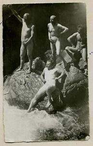 Vintage Photo USSR nude Soviet gays sunbathe on the rocks, 1930 - RARE!!!! - Picture 1 of 3