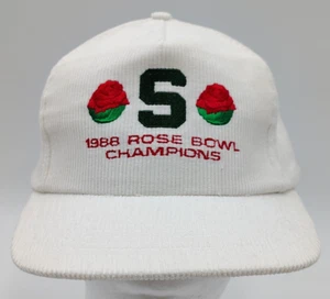 Cappello vintage Michigan State Spartans 1988 Rose Bowl Champions bianco velluto a coste snapback - Foto 1 di 11