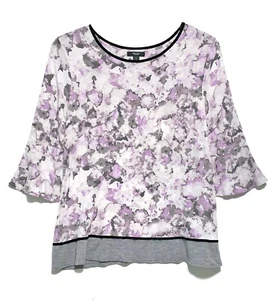 Vera Wang, Shades of Lavender, grau & weiß Blumenmuster Pullover Oberteil, Gr. S - Bild 1 von 4