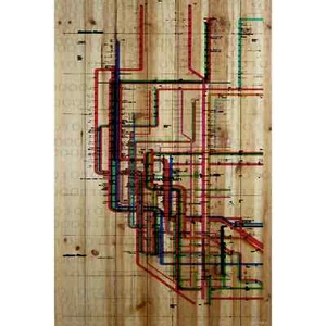Parvez Taj 'Subway' Painting Print on Natural Pine Wood -  24" x 36" - Picture 1 of 5