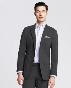NUEVO CON ETIQUETAS Banana Republic BR Monograma Gris Micro Rayas Lana Traje Chaqueta Blazer talla 42L - Imagen 1 de 3
