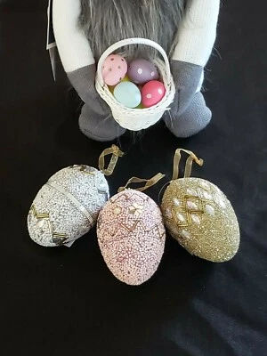 Adornos de huevo rosa o dorado con cuentas de Pascua decoración del hogar **Elige tú Foto 1 de 4