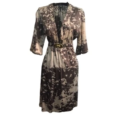 Lauren Moffatt серый цветочный печать атласный погружение декольте платье - Изображение 1 из 4