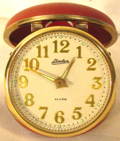 Linden Travel Alarm Clock Red 3" X 1.5"  Vintage 50s  Retro Display Cover