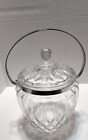 Vintage Ice Bucket Crystal Etched Glass With Silver Rim Tone Handles