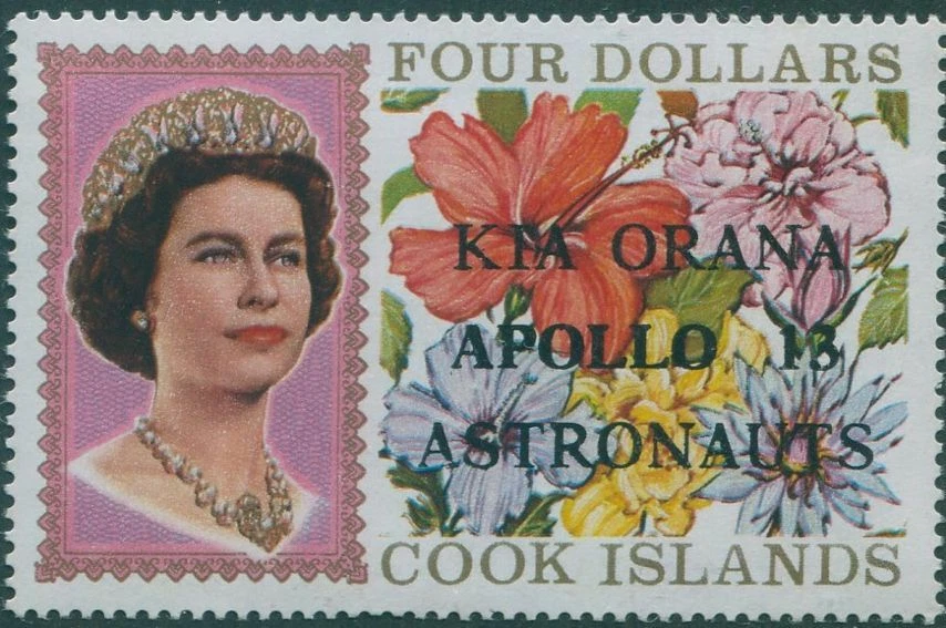 Islas Cook 1970 SG327 $4 QEII Flores KIA ORANA APOLLO 13 ASTRONAUTAS embalaje original MNH Foto 1 de 1