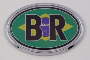Brazil BR Car Chrome Emblem Bumper Sticker flag decal oval - Imagen 1 de 2